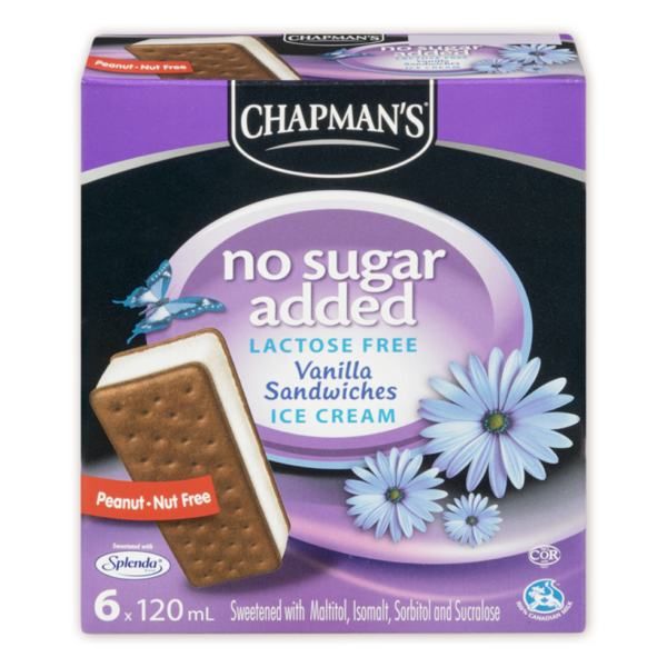 Chapman's Vanilla Sandwich No Sugar Added 6x6x120ml